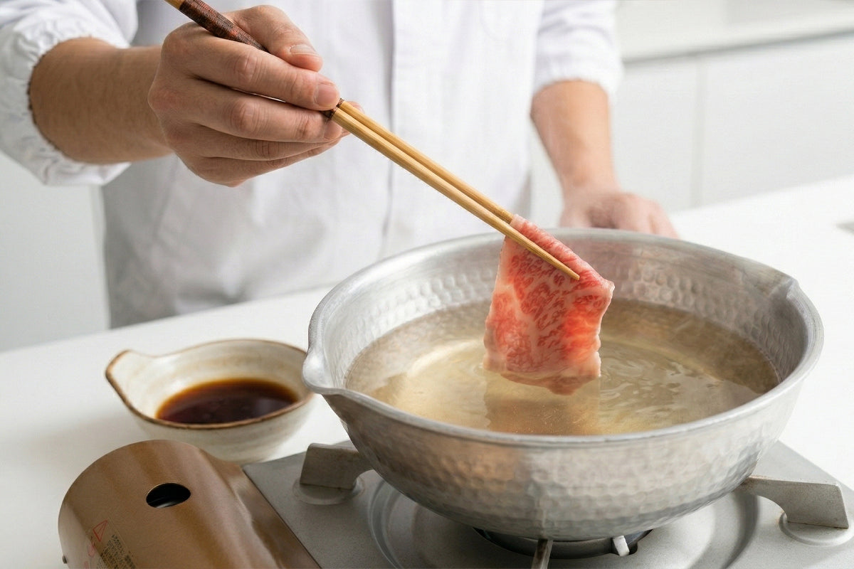 3. 出汁を温めて、数秒くぐらせるだけ
